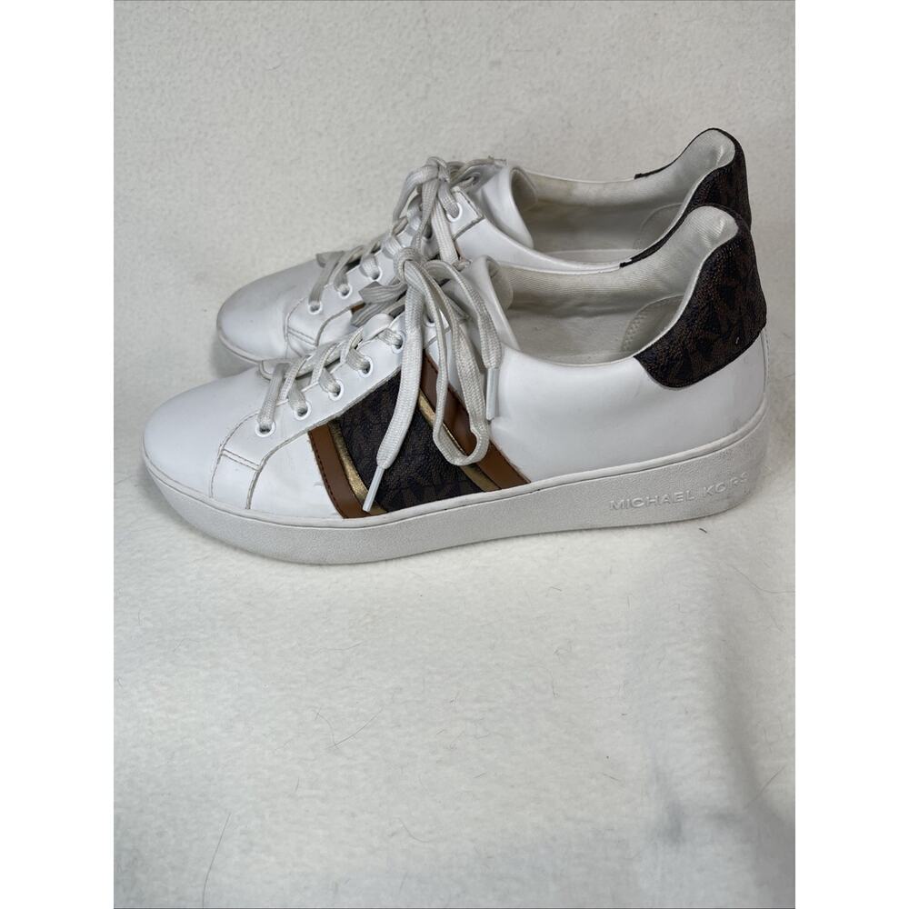 Michael Kors Poppy Stripe Lace Up Shoes Brown/White Size 10M Men’s- EUC!!